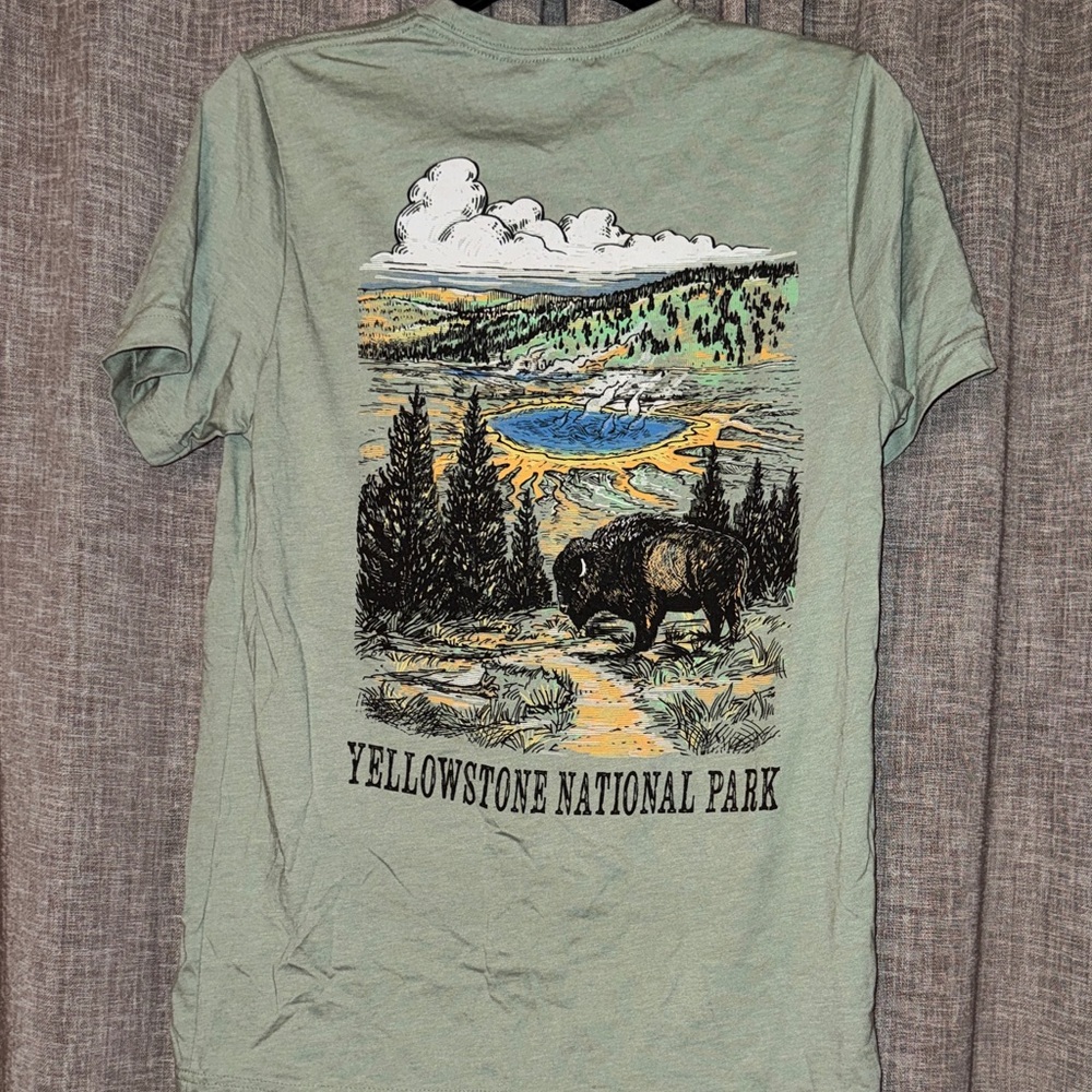 Yellowstone National Park Light Green Tee Shirt